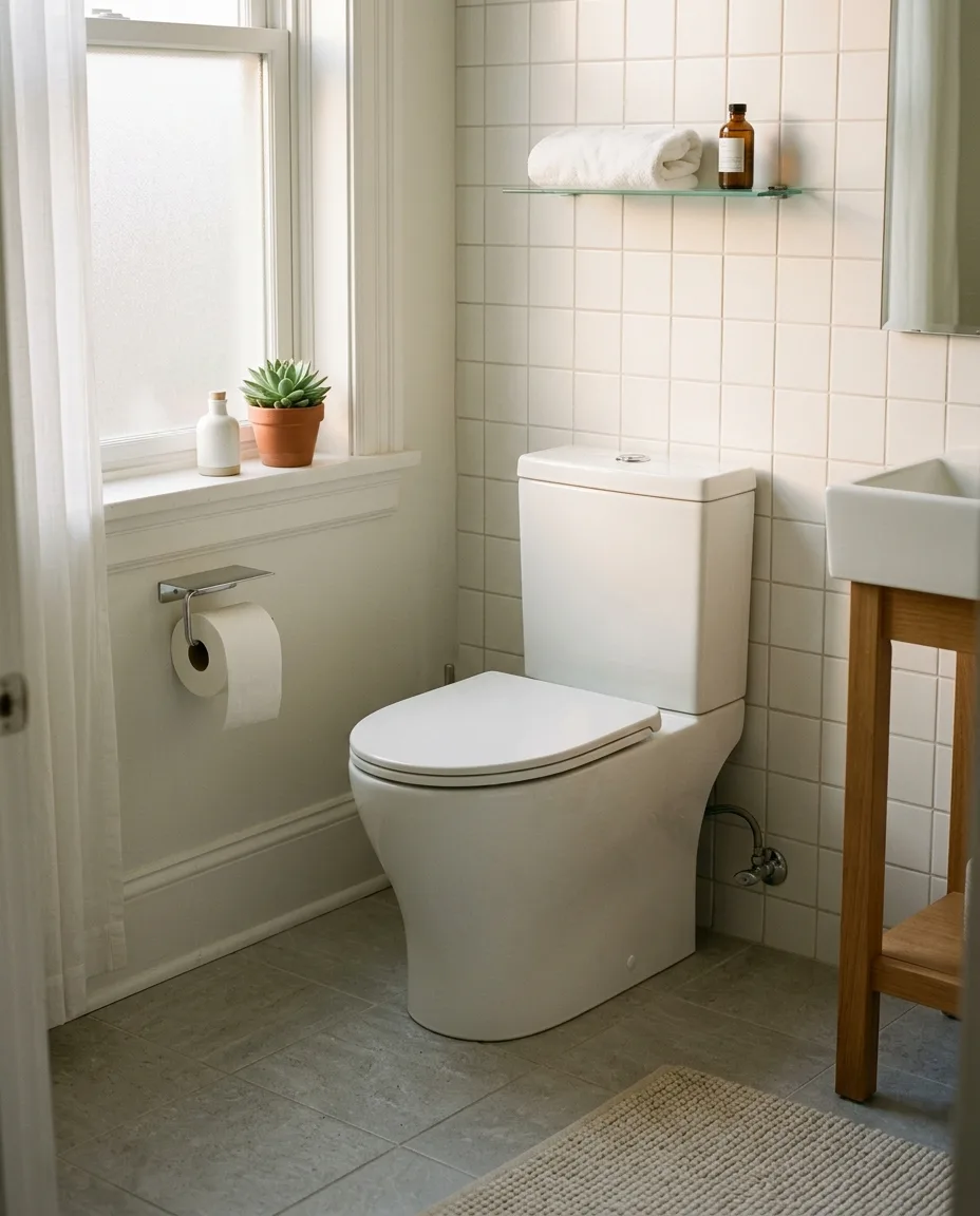 Newly installed toilet in a Frederick County Maryland home bathroom